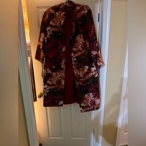 Floral Midi Dress with Rich Red Tones